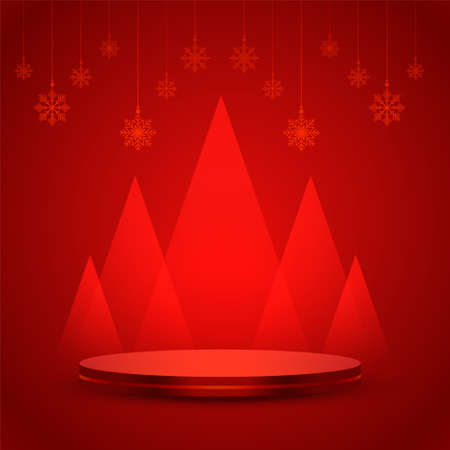 red merru christmas podium background for product displayのイラスト素材