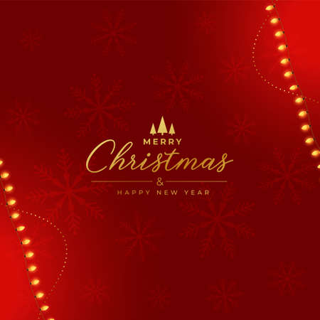 red merry christmas background with lights decorationのイラスト素材