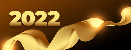 2022 golden wavy celebration banner designのイラスト素材