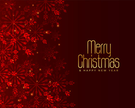 merry christmas red snowflakes card designのイラスト素材