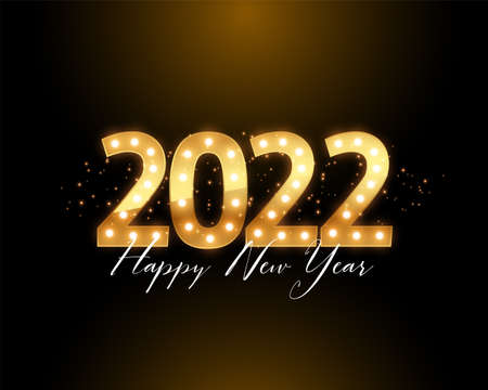 happy new year 2022 golden lights card design