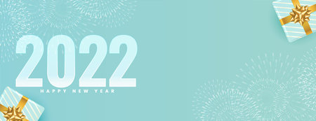 elegant 2022 new year banner with gift boxesのイラスト素材