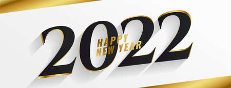 2022 happy new year golden celebration banner design