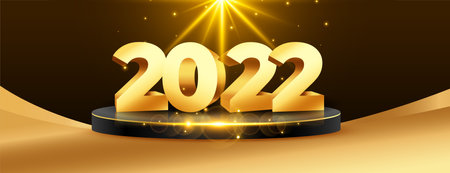 golden happy new year 2022 celebration banner design