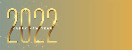 2022 golden happy new year banner with text space