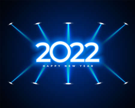 neon glowing style 2022 new year background with spot lights