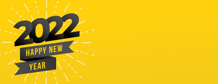 happy new year 2022 yellow banner with text spaceのイラスト素材