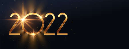 2022 golden new year sparkling celebration banner design