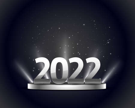 2022 happy new year wishes card in silver styleのイラスト素材