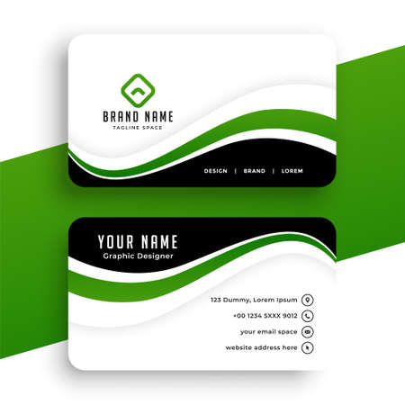 green wave modern business card designのイラスト素材