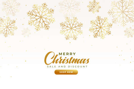 merry christmas golden snowflakes sale backgroundのイラスト素材