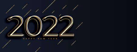 stylish happy new year 2022 golden text effect