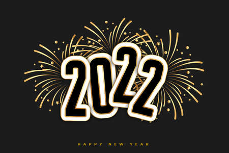 golden happy new year 2022 celebration fireworks background design