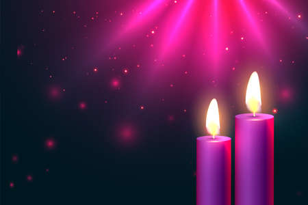 glowing two candles advent backgroundのイラスト素材