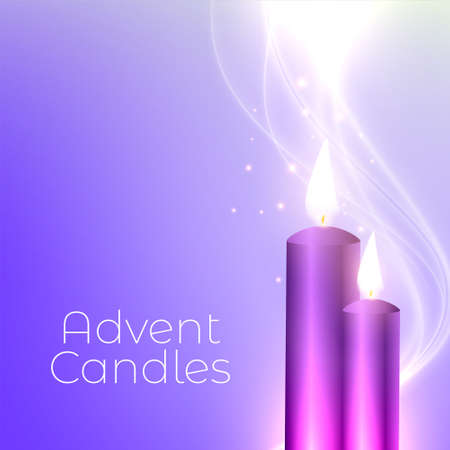 two advent candles with glowing lightsのイラスト素材