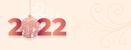 2022 decorative new year banner with christmas ball design
