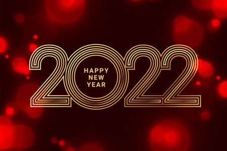 stylish red new year background with golden line style 2022 text