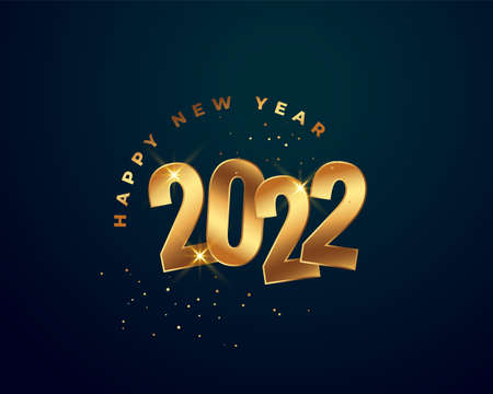 happy new year 2022 golden greeting card design