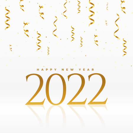2022 happy new year golden confetti background design