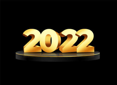 2022 3d style golden text new year backgroundのイラスト素材