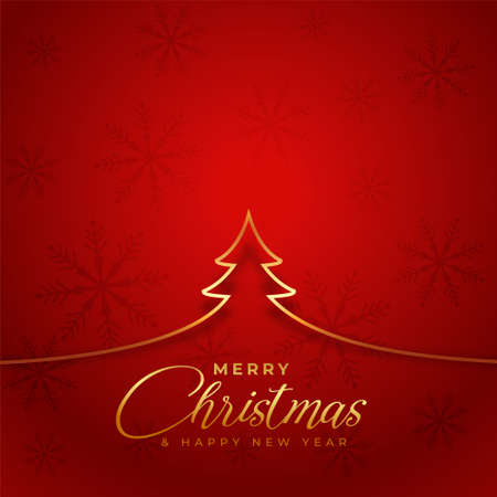 stylish christmas golden line tree greeting red background designのイラスト素材