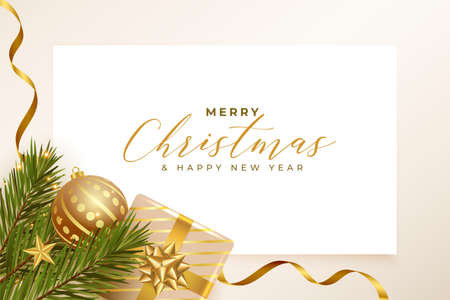 merry christmas realistic poster with text spaceのイラスト素材
