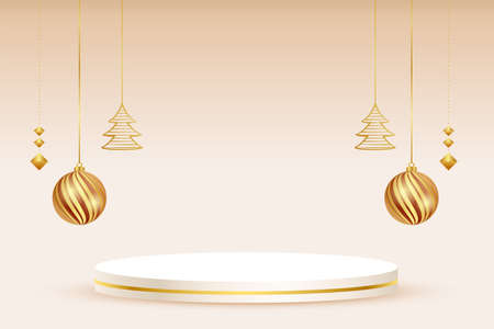 podium display for merry christmas eventのイラスト素材