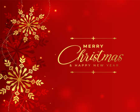 merry christmas golden snowflakes festival greeting designのイラスト素材