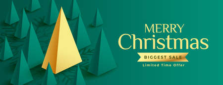 modern 3d christmas tree sale banner designのイラスト素材