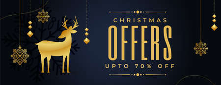 christmas sale banenr with offer details in golden colorのイラスト素材