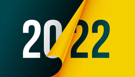 new year 2022 3d page curl style background