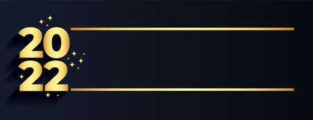 golden 2022 new year banner with text space