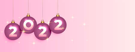 2022 shiny christmas ball decoration new year banner designのイラスト素材