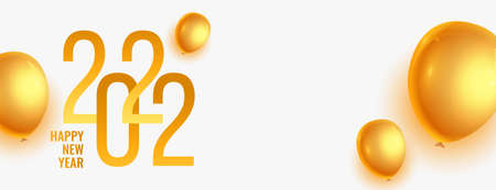 realistic 2022 happy new year banner with 3d balloons decoration