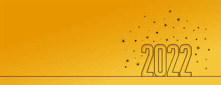 2022 line style elegant new year yellow banner design
