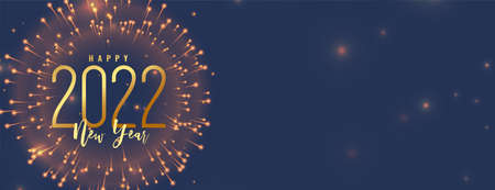 new year celebration 2022 party banner with firework display