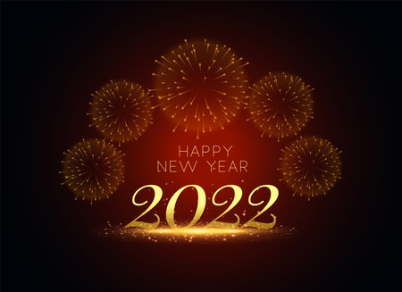 happy new year 2022 party flyer with firework displayのイラスト素材