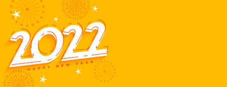 memphis style 2022 new year celebration yellow banner