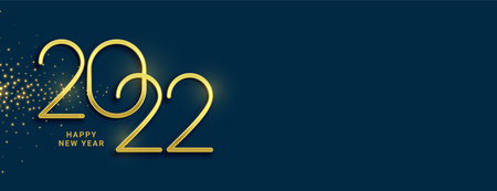 golden 2022 3d text and sparkles new year banner