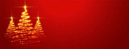sparkling christmas star tree on red backgroundのイラスト素材