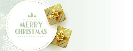 merry christmas realistic gift box festival bannerのイラスト素材