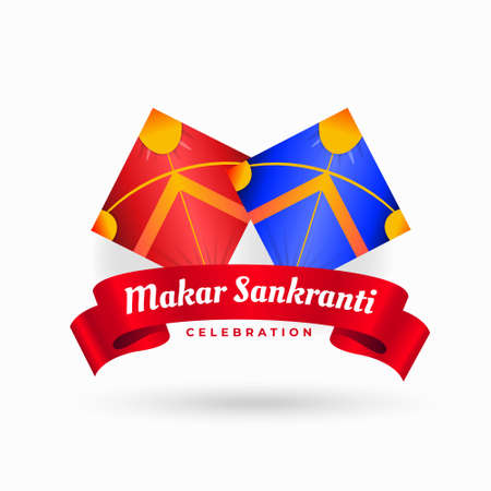 Indian makar sankranti festival card with two kitesのイラスト素材