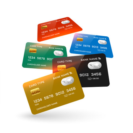 floating realistic credit cards concept backgroundのイラスト素材