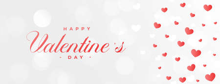 valentines day hearts pattern white banner designのイラスト素材