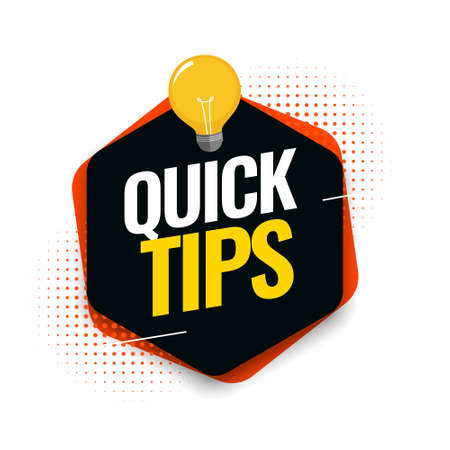Quick tips advice with lightbulb on white backgroundのイラスト素材