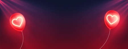 glowing hearts balloon for valentines dayのイラスト素材