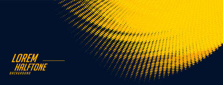 abstract yellow halftone banner on black backgroundのイラスト素材