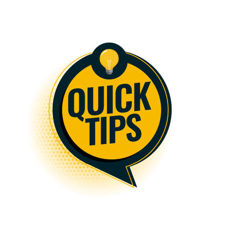 Quick tips advice with lightbulb on white backgroundのイラスト素材