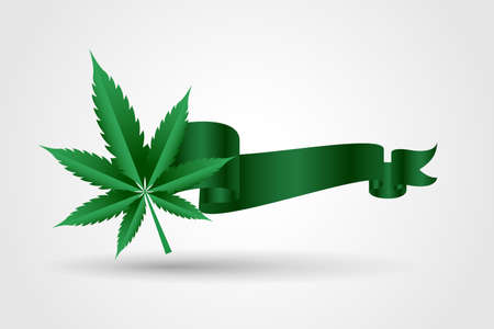 marijuana leaf with green ribbonのイラスト素材