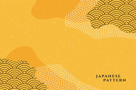 japanese pattern traditional yellow backgroundのイラスト素材
